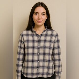 Banana Republic Navy and White Plaid Button-Down Shirt